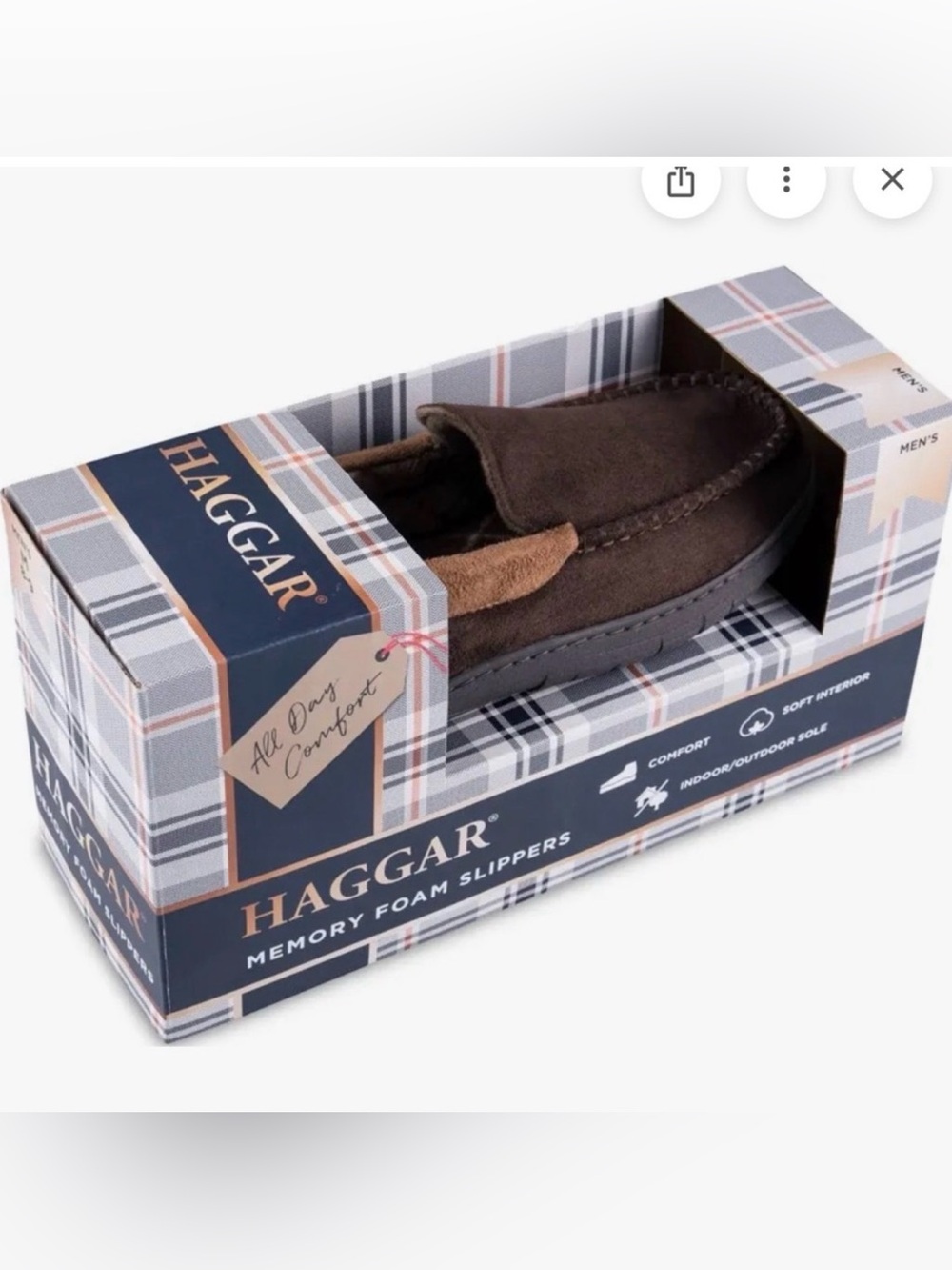 Haggar Brown Microsuede Venetian Memory Foam Indoor/Outdoor Slippers XL NWT
